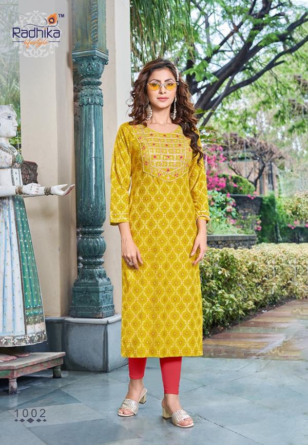 Radhika Princess 1 Festive Wear Rayon Embroidery Kurti Collection